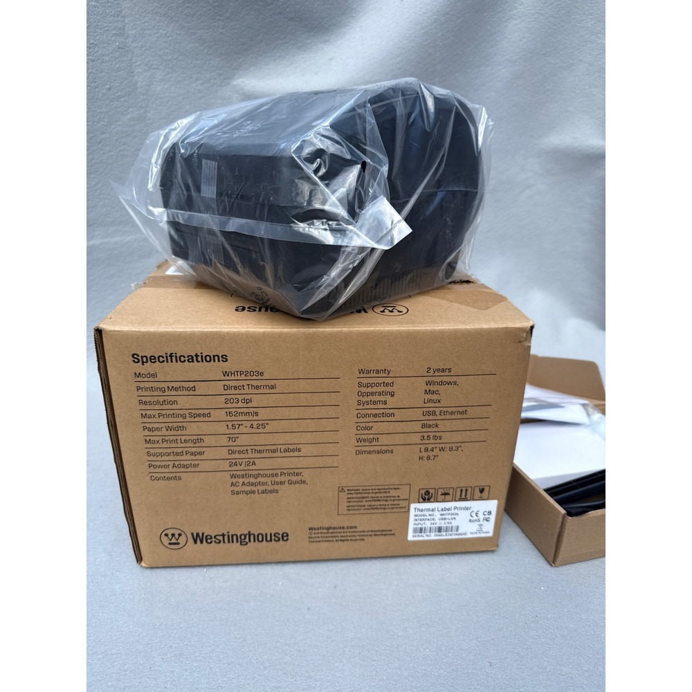Westinghouse WHTP203e Thermal Label Printer USB 4x6 Reseller Office New Open Box